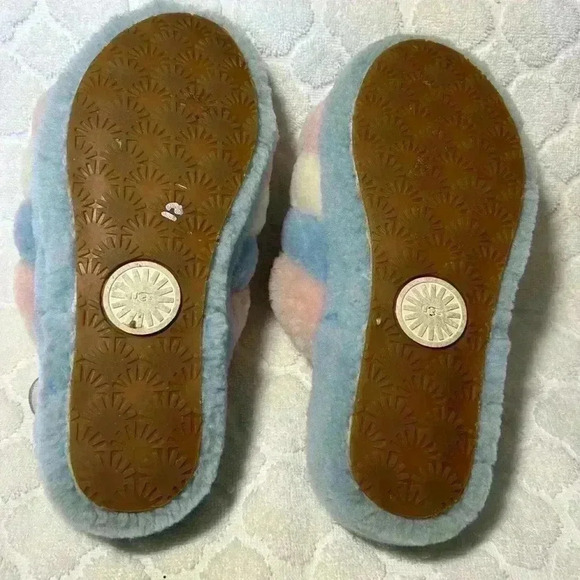 UGG Fluff Yeah Sandals Pink Blue Size 7. - Picture 5 of 5